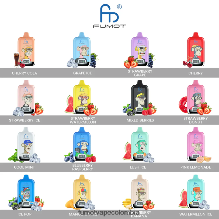 Fumot vape sabores - 12000 cápsulas de vapeo desechables - 20 ml (1 pieza) explosión de manzana y baya Fumot Digital Box 66880J110