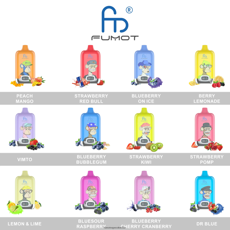 Fumot vape sabores - 12000 cápsulas de vapeo desechables - 20 ml (1 pieza) explosión de manzana y baya Fumot Digital Box 66880J110
