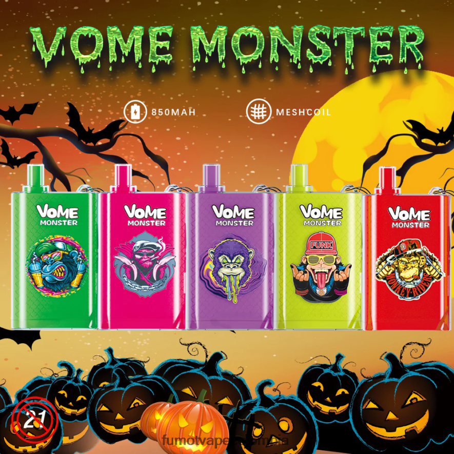 Fumot vape Colombia - Dispositivo de vapeo desechable 10000 - 20 ml (1 pieza) mango durazno Fumot Vome Monster 66880J433