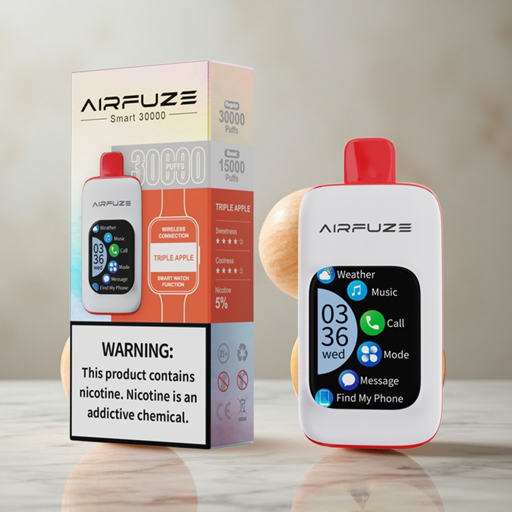 AirFuze Smart 30000 Puffs Triple Manzana Vape Desechable con pantalla táctil TFT de 2.01\"