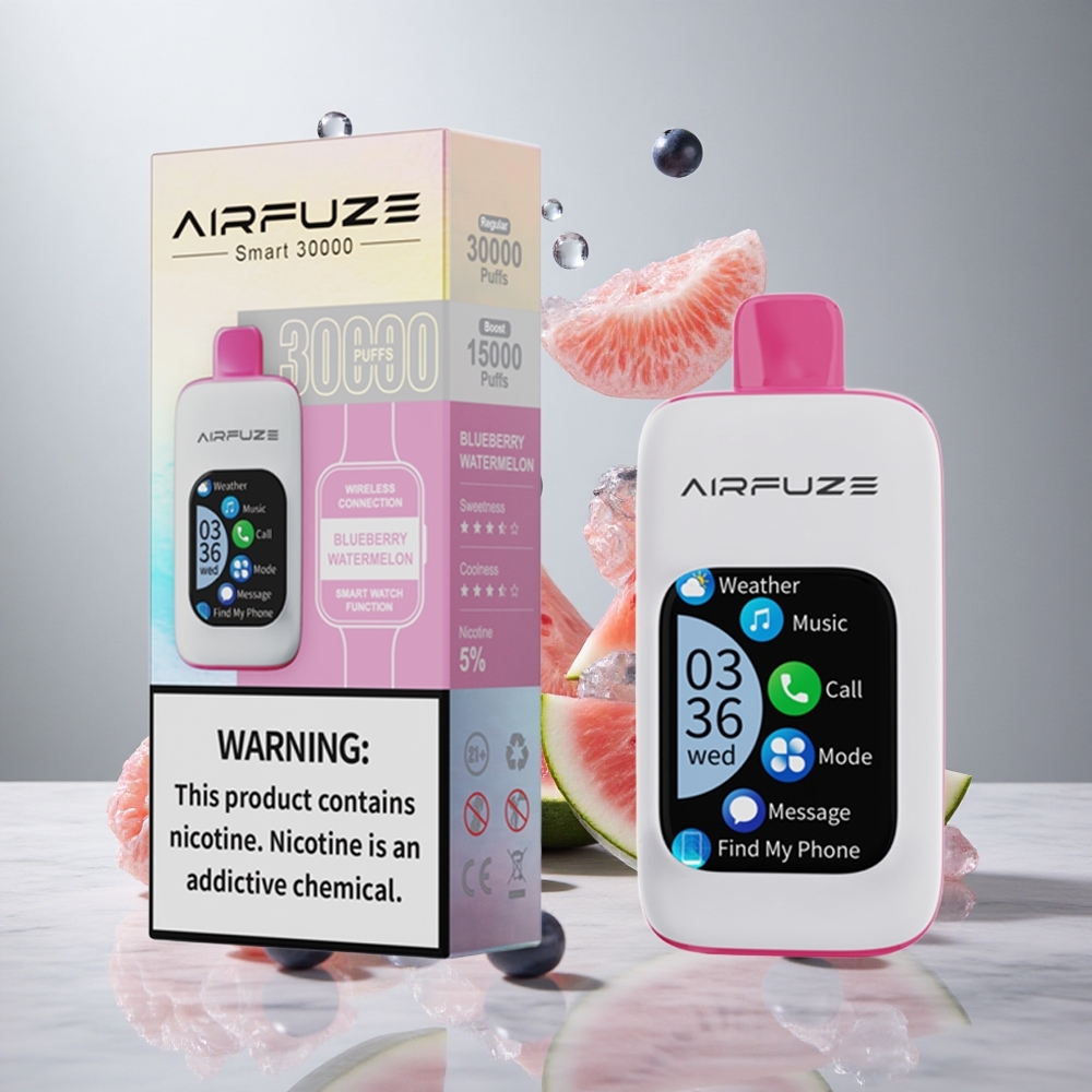 AirFuze Smart 30000 Puffs Vape Desechable Arándano Sandía Pantalla Táctil TFT 2.01\"