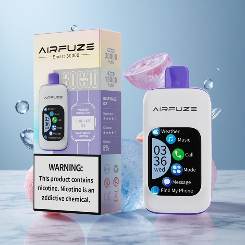 AirFuze Smart 30000 Puffs Vape Desechable Blue Razz Ice con pantalla TFT táctil de 2.01\"