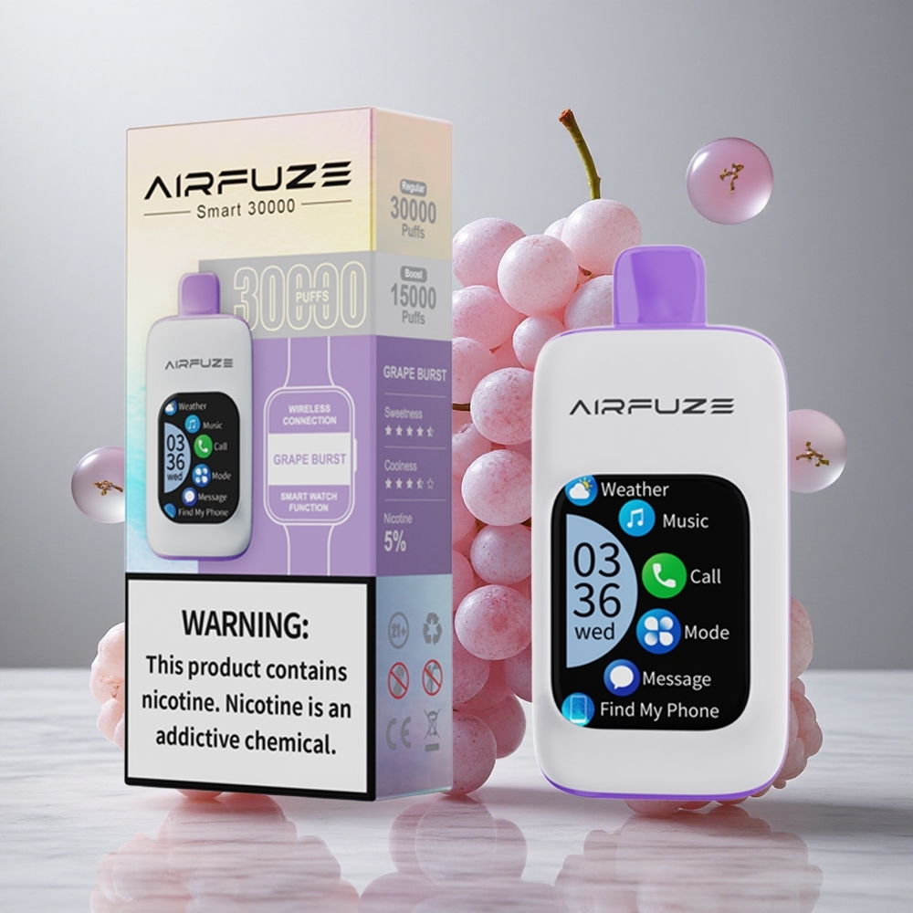 AirFuze Smart 30000 Puffs Vape Desechable Ráfaga de Uva con Pantalla TFT táctil de 2.01\"