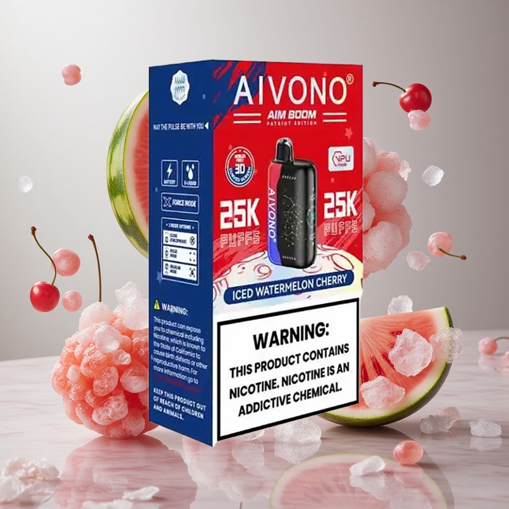 Aivono Aim Boom 25000 Puffs Sandía Cereza Helada Vape Desechable 28ml Capacidad de Líquido