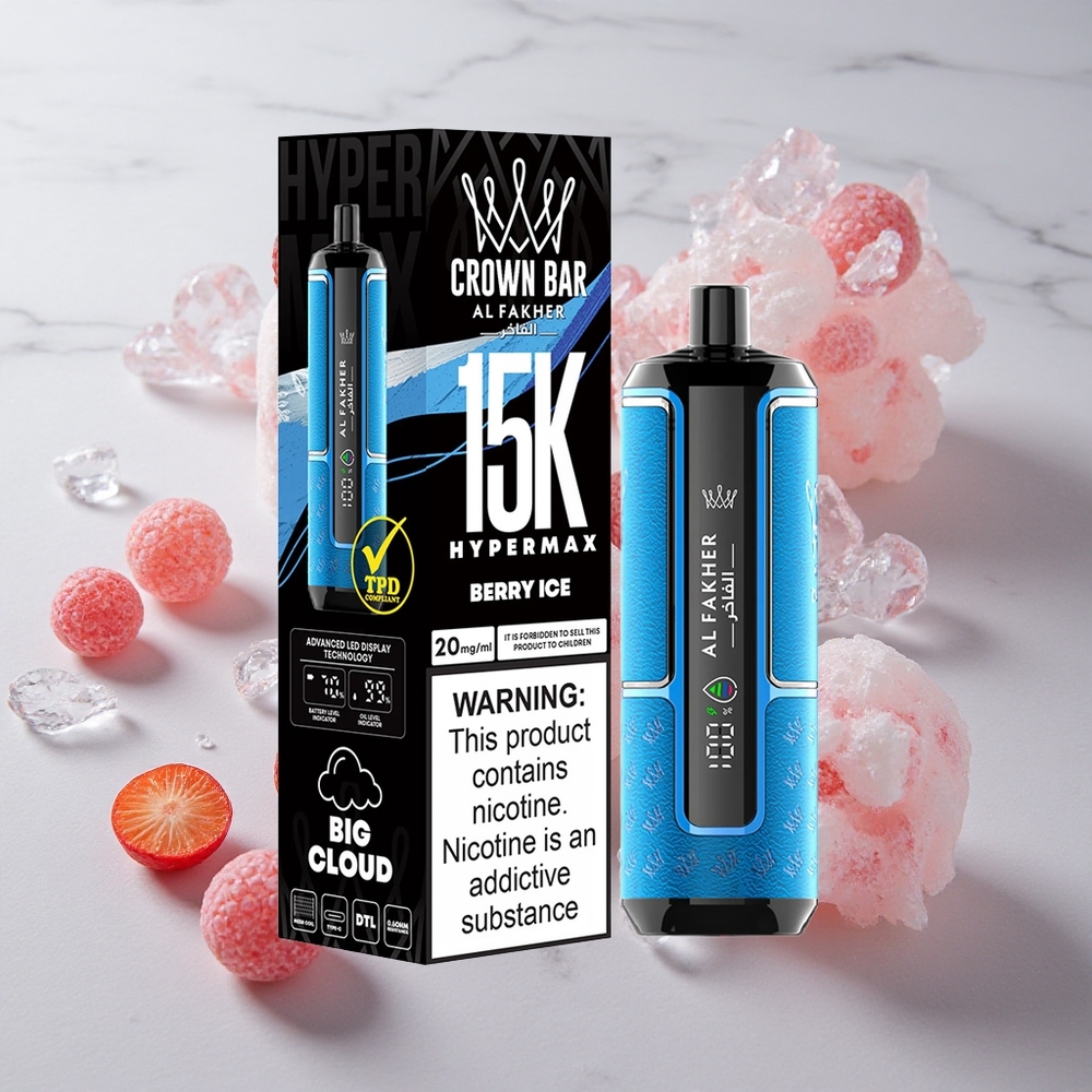 Al Fakher Crown Bar 15K Hypermax Desechable Kit de Vapeo Berry Ice 22ml