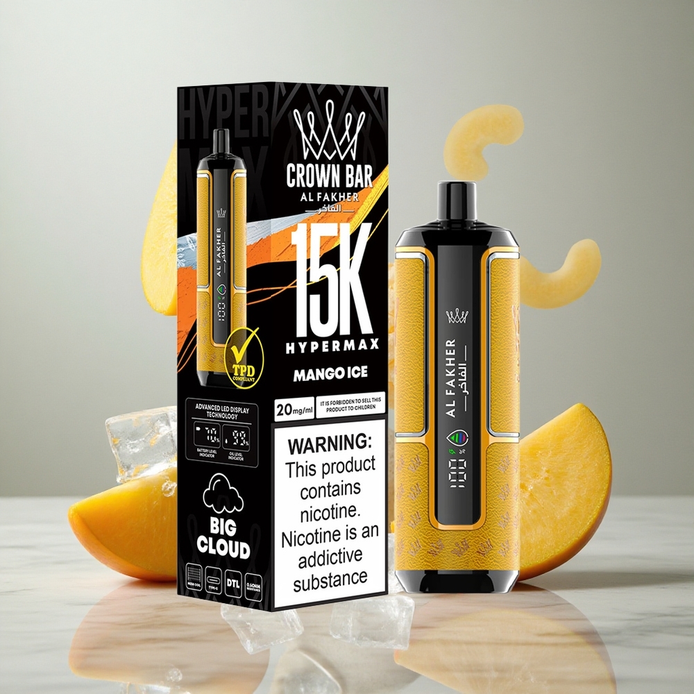 Al Fakher Crown Bar 15K Hypermax Desechable Kit de Vapeo Mango Hielo 22ml