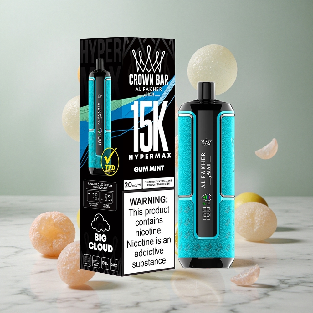 Al Fakher Crown Bar 15K Hypermax Desechable Kit de Vapeo Menta Chicle 22ml