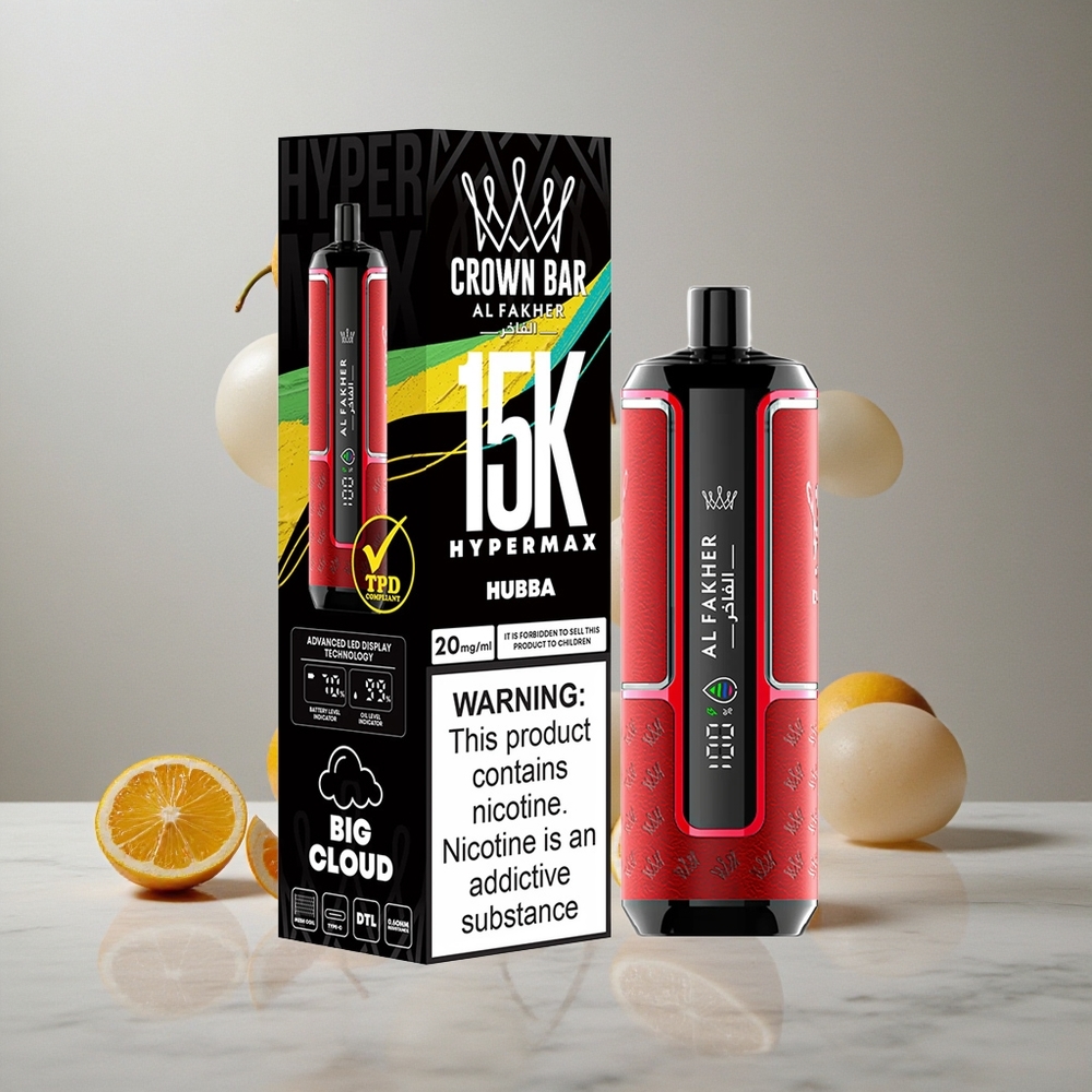 Al Fakher Crown Bar 15K Hypermax Desechable Kit de Vapeo con 22ml de Capacidad de E-Líquido