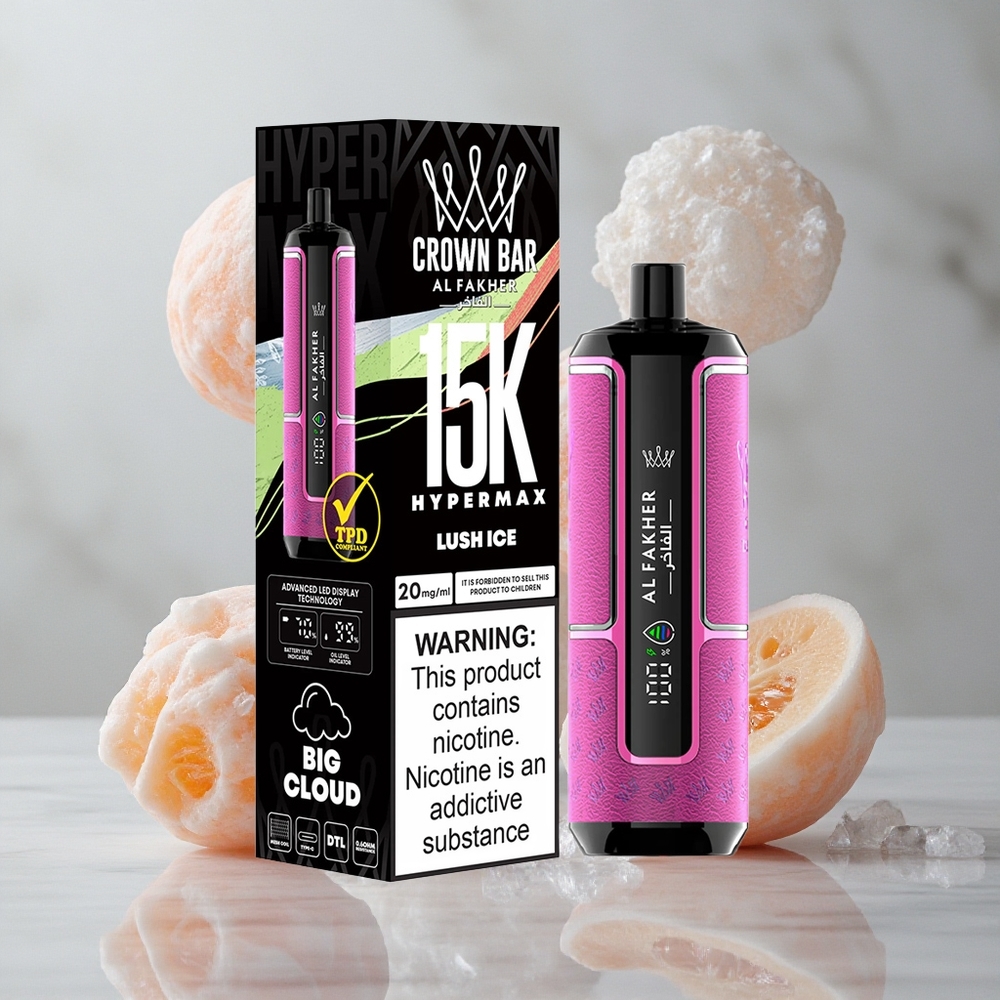 Al Fakher Crown Bar 15K Hypermax Desechable Vape Kit Lucho Hielo 22ml