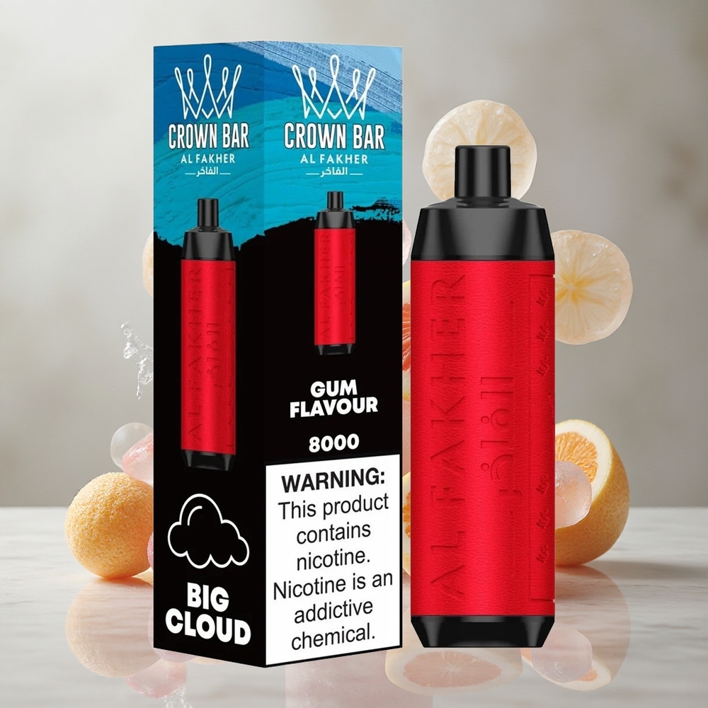 Al Fakher Crown Bar 8000 Chicle Cristal Desechable con 18ml de Líquido