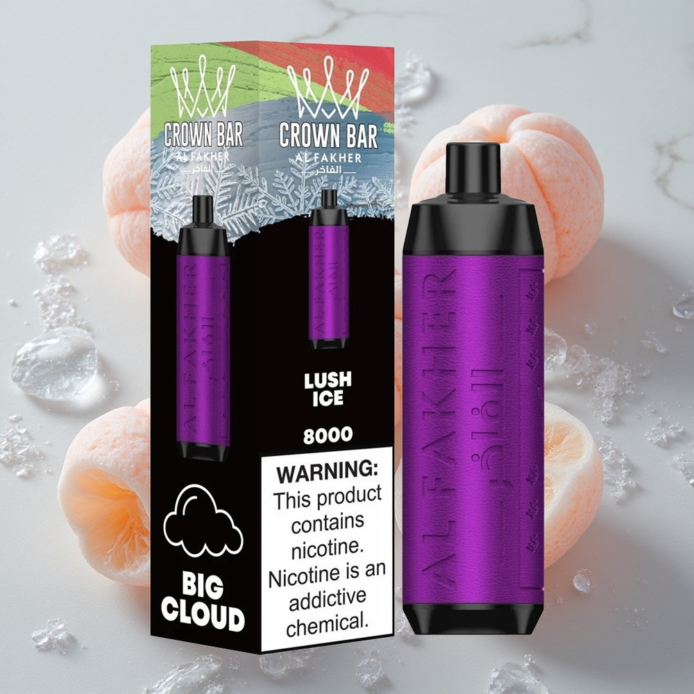 Al Fakher Crown Bar 8000 Cristal Desechable Vape Hielo Lush Hasta 8000 Puffs