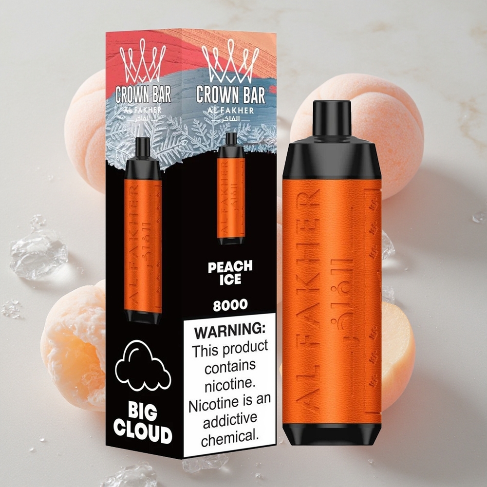 Al Fakher Crown Bar 8000 Cristal Vape Desechable Duraznito Helado 8000 Puffs
