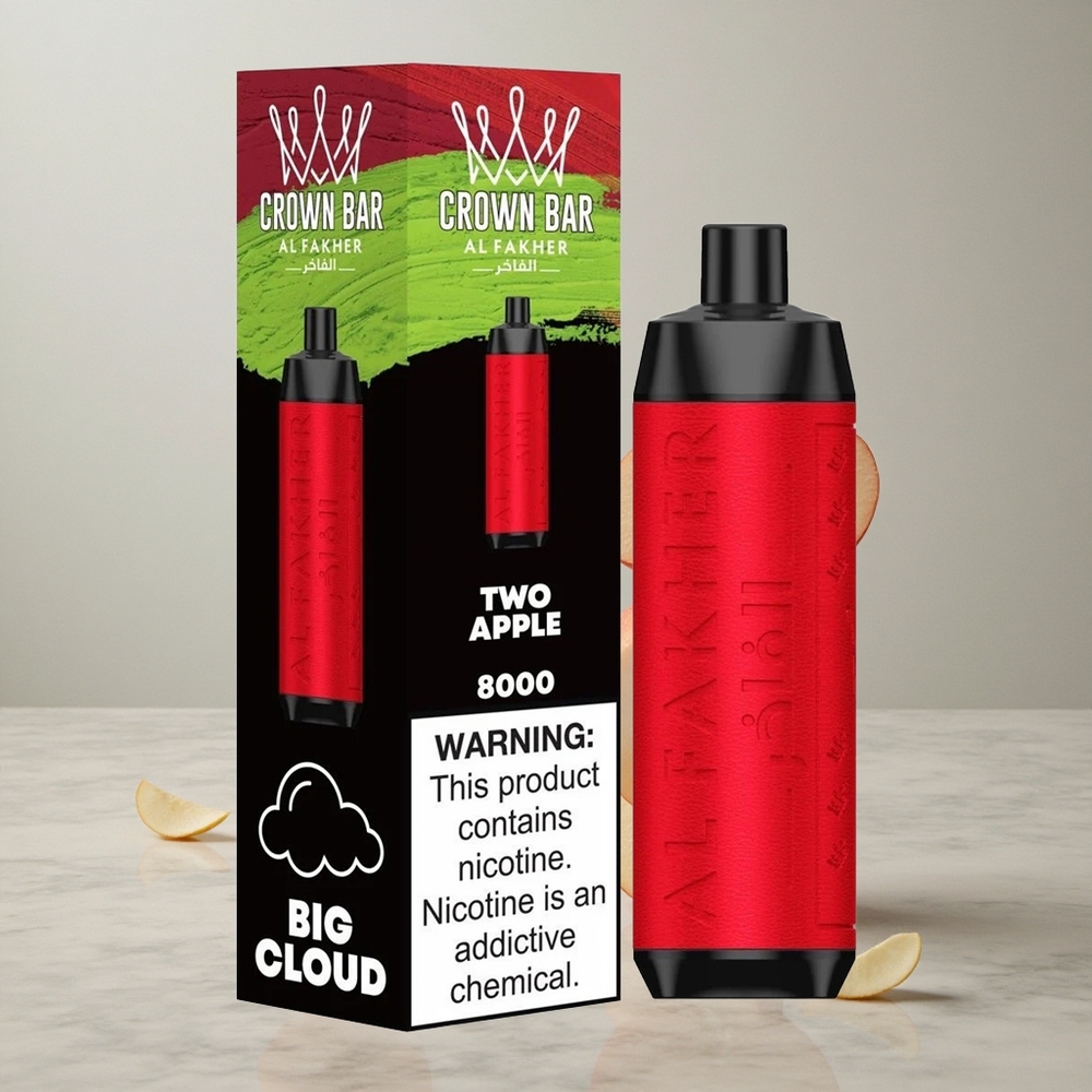 Al Fakher Crown Bar 8000 Crystal 8000 Chupadas Vape Desechable Dos Manzanas