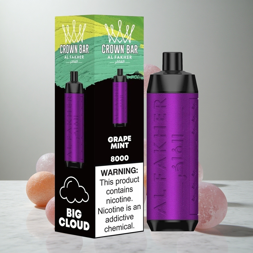 Al Fakher Crown Bar 8000 Uva Menta 18ml Desechable