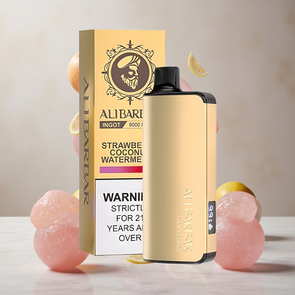 Alibarbar Ingot 9000 Puffs Vape Limón Rosa Capacidad de líquido de 22ml