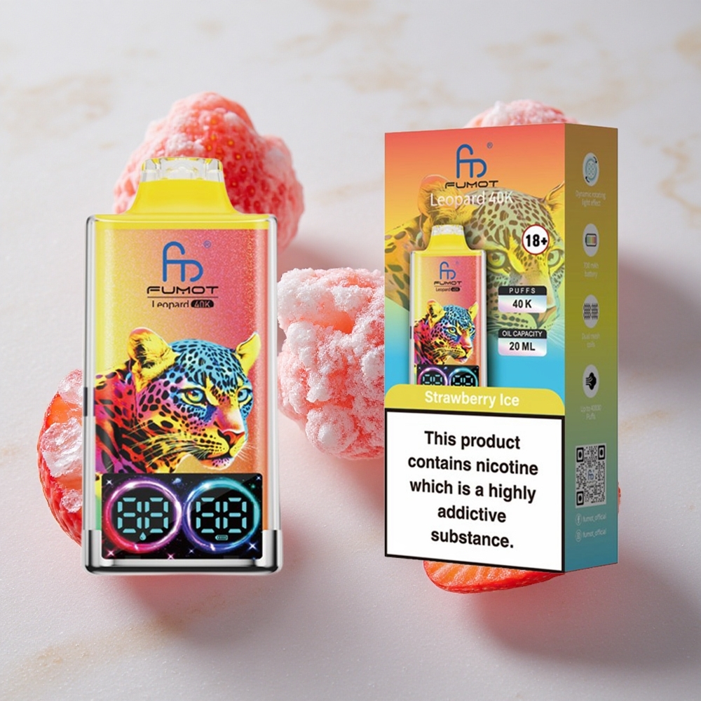 Fumot Leopard 40000 Puffs Vape Desechable Fresa Helado con Dual Mesh