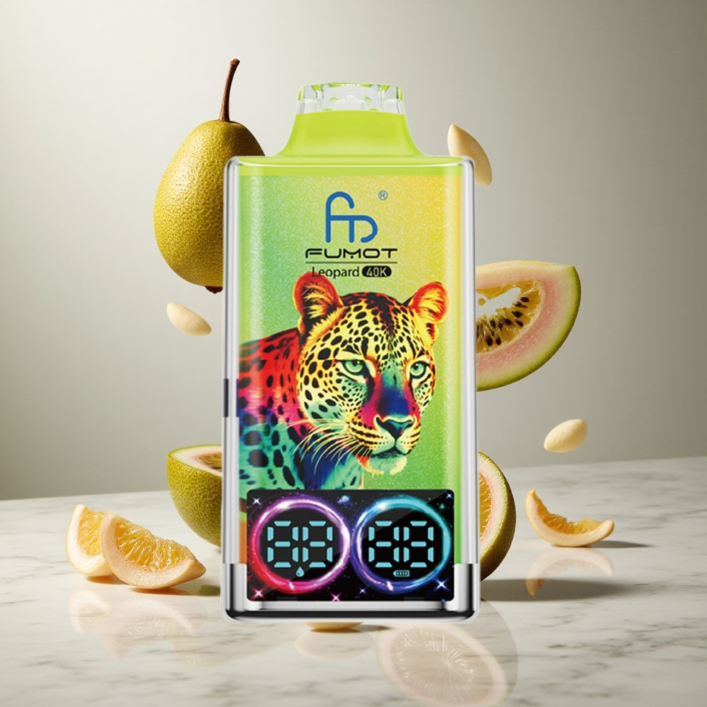 Fumot Leopard 40000 Puffs Vape Desechable Kiwi Maracuyá Guayaba con Pantalla Digital de Nivel de E-líquido