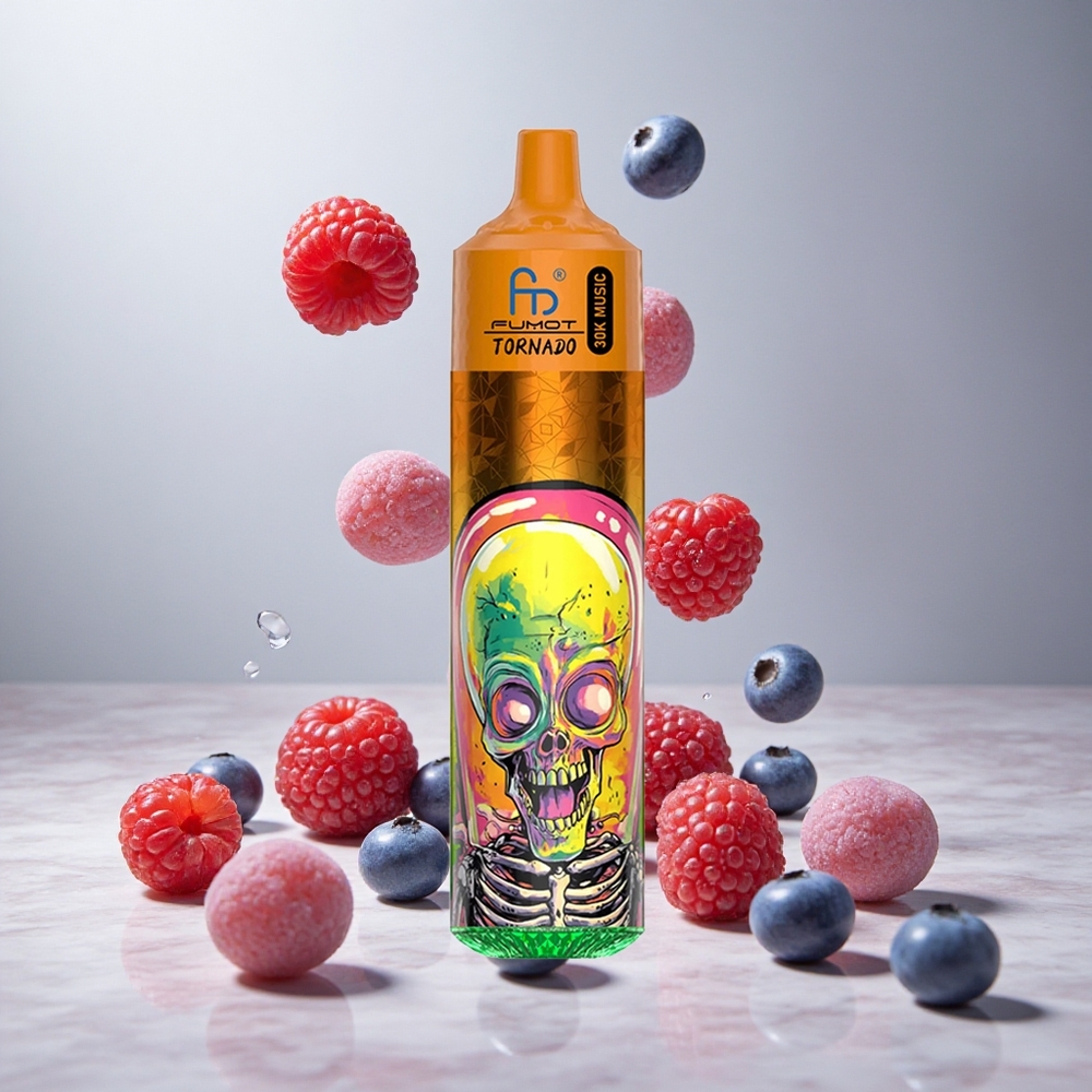 Fumot RandM Tornado 30000 Puffs Arándano Frambuesa Vape Desechable con Pantalla LED