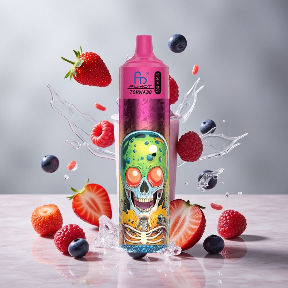 Fumot RandM Tornado 30000 Puffs Dispositivo Vapeador Desechable Arándano Fresa Frambuesa Helado con Pantalla LED