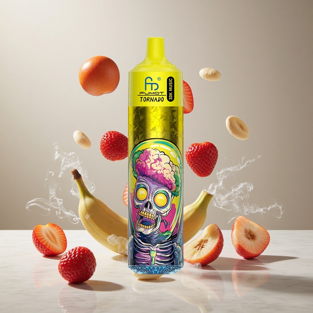 Fumot RandM Tornado 30000 Puffs Vape Desechable Plátano Fresa Batería Recargable 600mAh