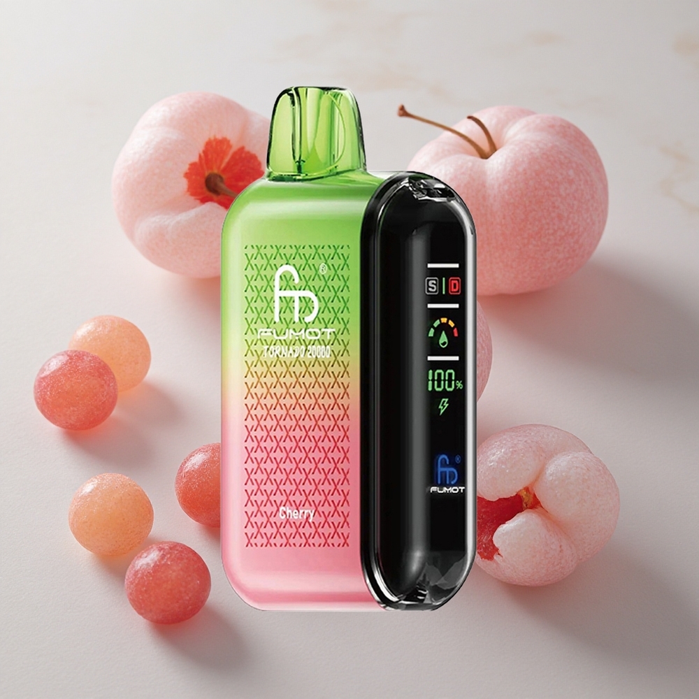 Fumot Tornado 20000 Puffs Cereza Vape Desechable con Batería Recargable de 850mAh