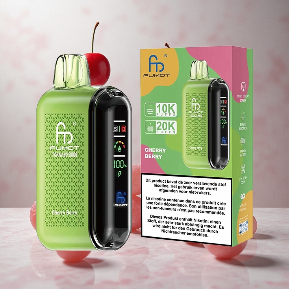 Fumot Tornado 20000 Puffs Cereza y Baya Capacidad de E-líquido de 20ml