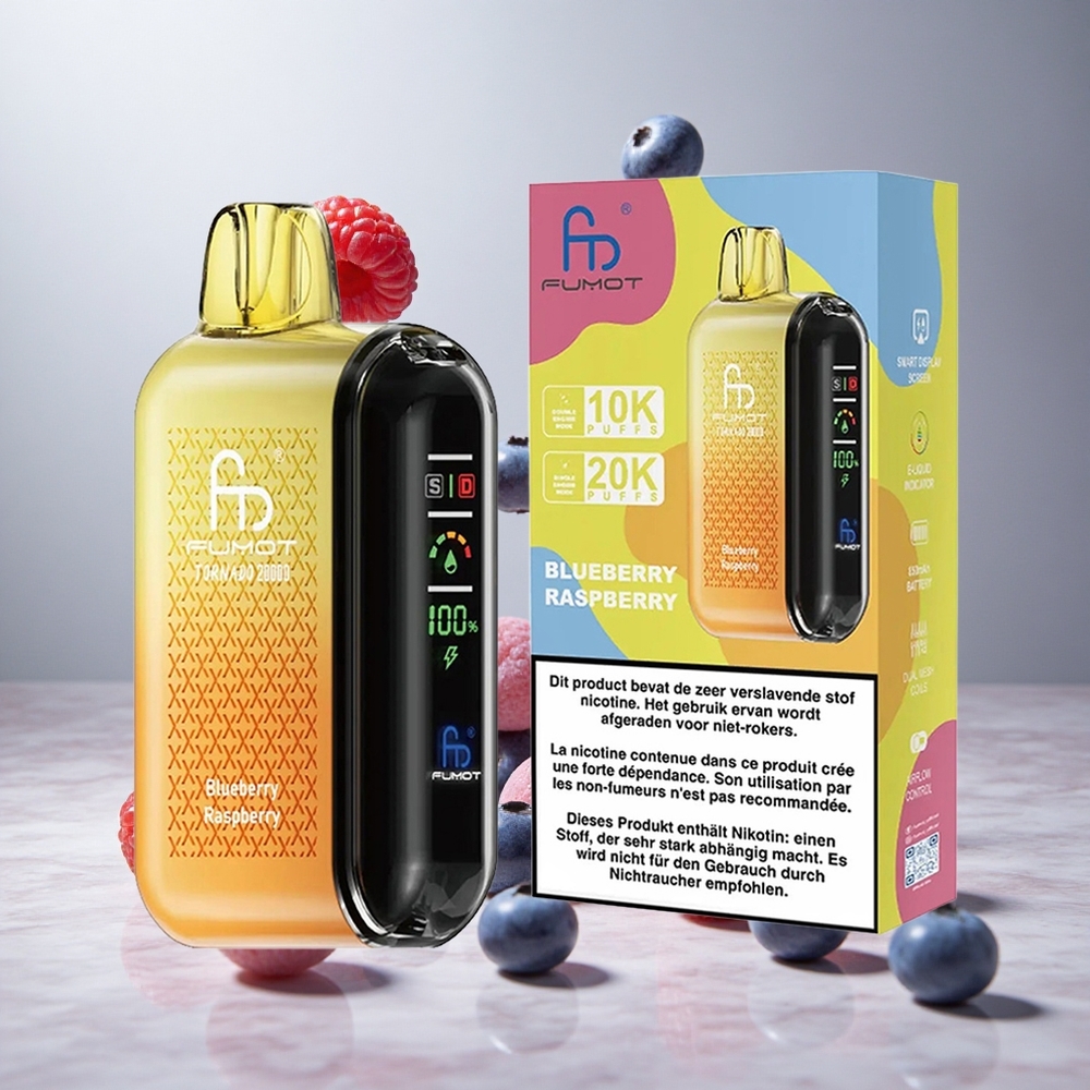 Fumot Tornado 20000 Puffs Dual Malla Arándano Frambuesa Desechable Vape