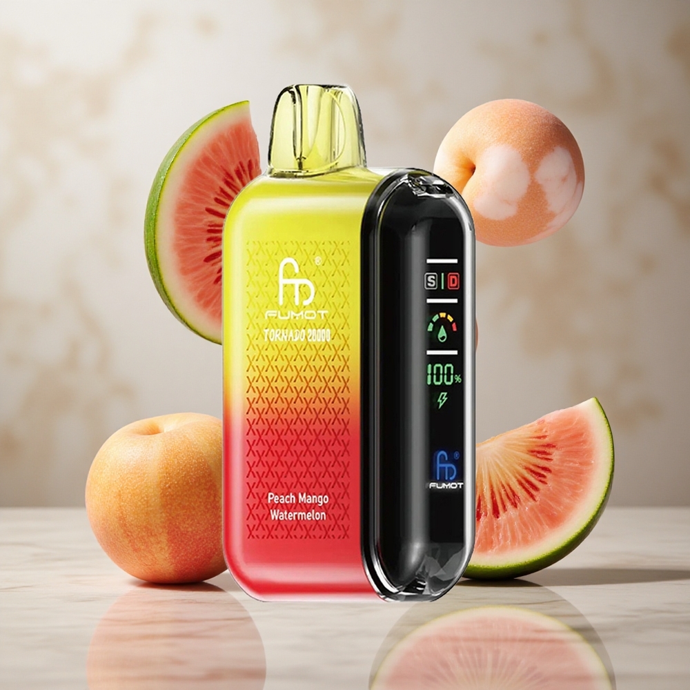 Fumot Tornado 20000 Puffs Durazno Mango Sandía Display Inteligente Desechable