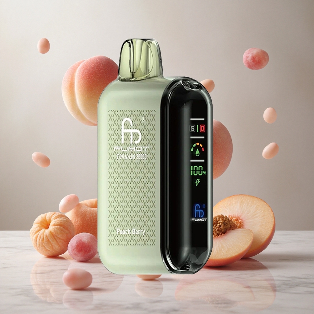 Fumot Tornado 20000 Puffs Duraznoy Frutos del Bosque Batería Recargable 850mAh