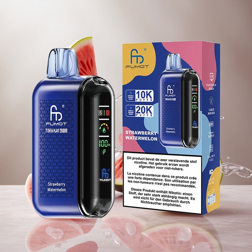 Fumot Tornado 20000 Puffs Fresa Sandía Vape Desechable con Batería Recargable 850mAh