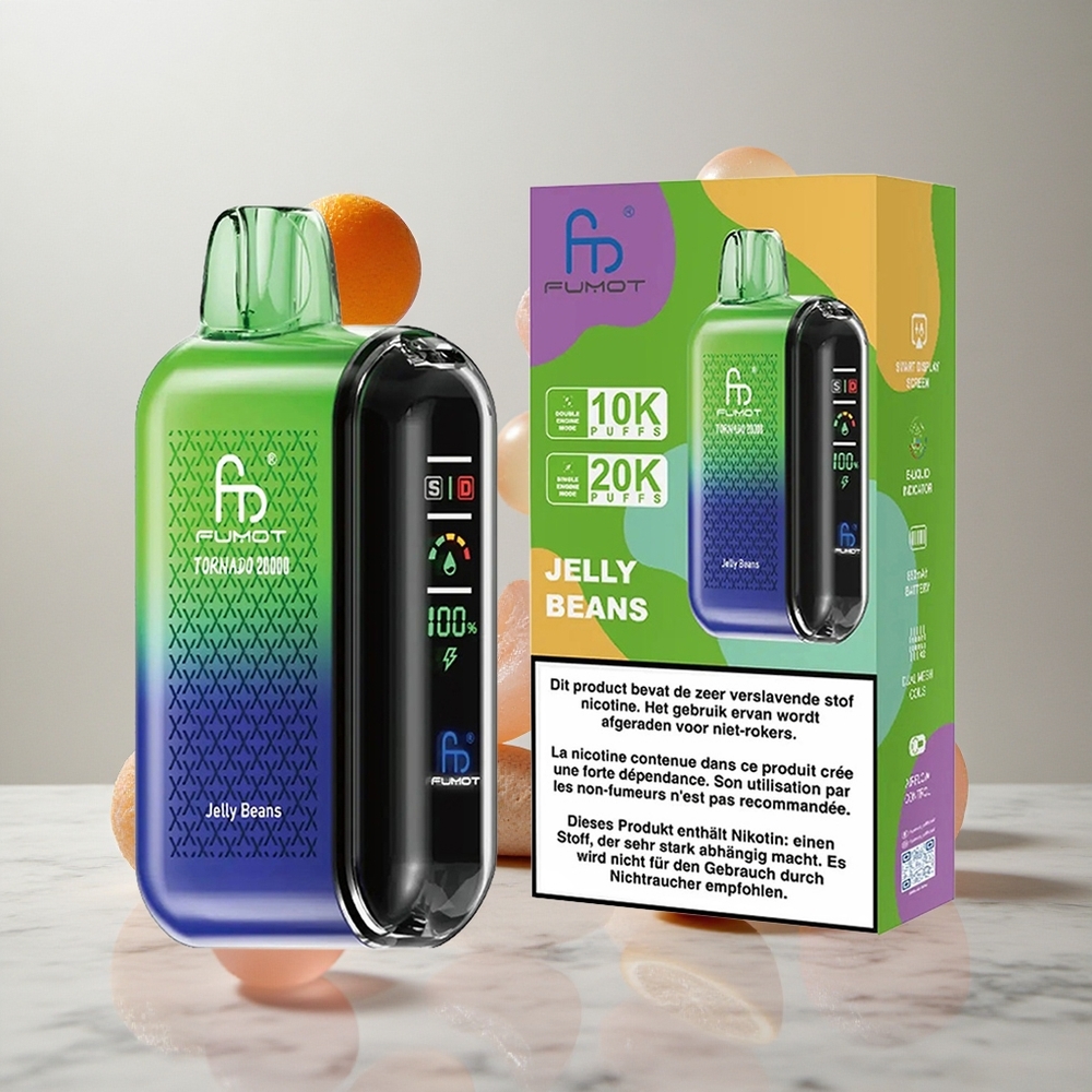 Fumot Tornado 20000 Puffs Jelly Beans Frijoles de Gelatina con Batería Recargable de 850mAh