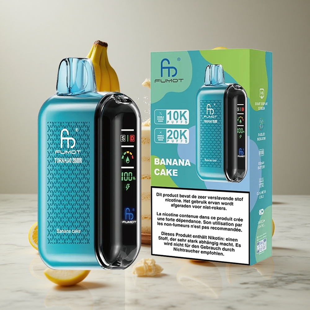 Fumot Tornado 20000 Puffs Pastel de Plátano Vape Desechable con Batería Recargable 850mAh