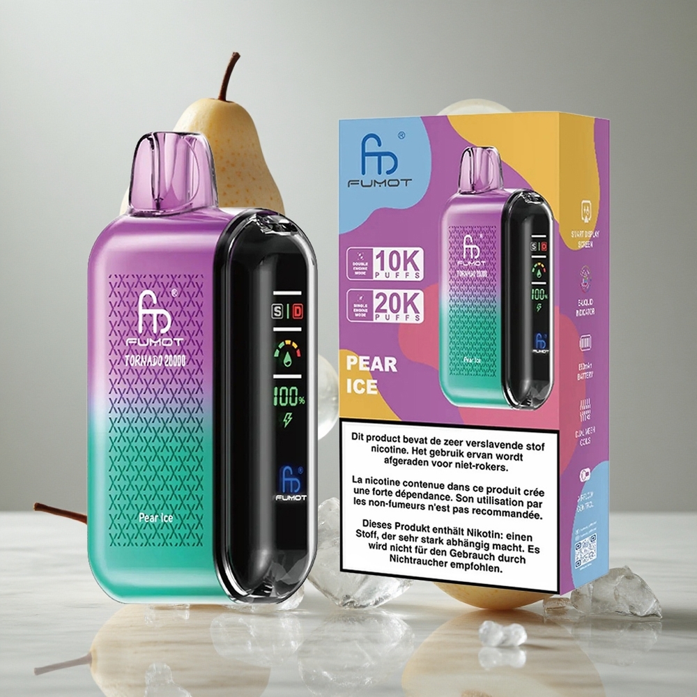 Fumot Tornado 20000 Puffs Pera Hielo Vape Desechable con Batería Recargable 850mAh