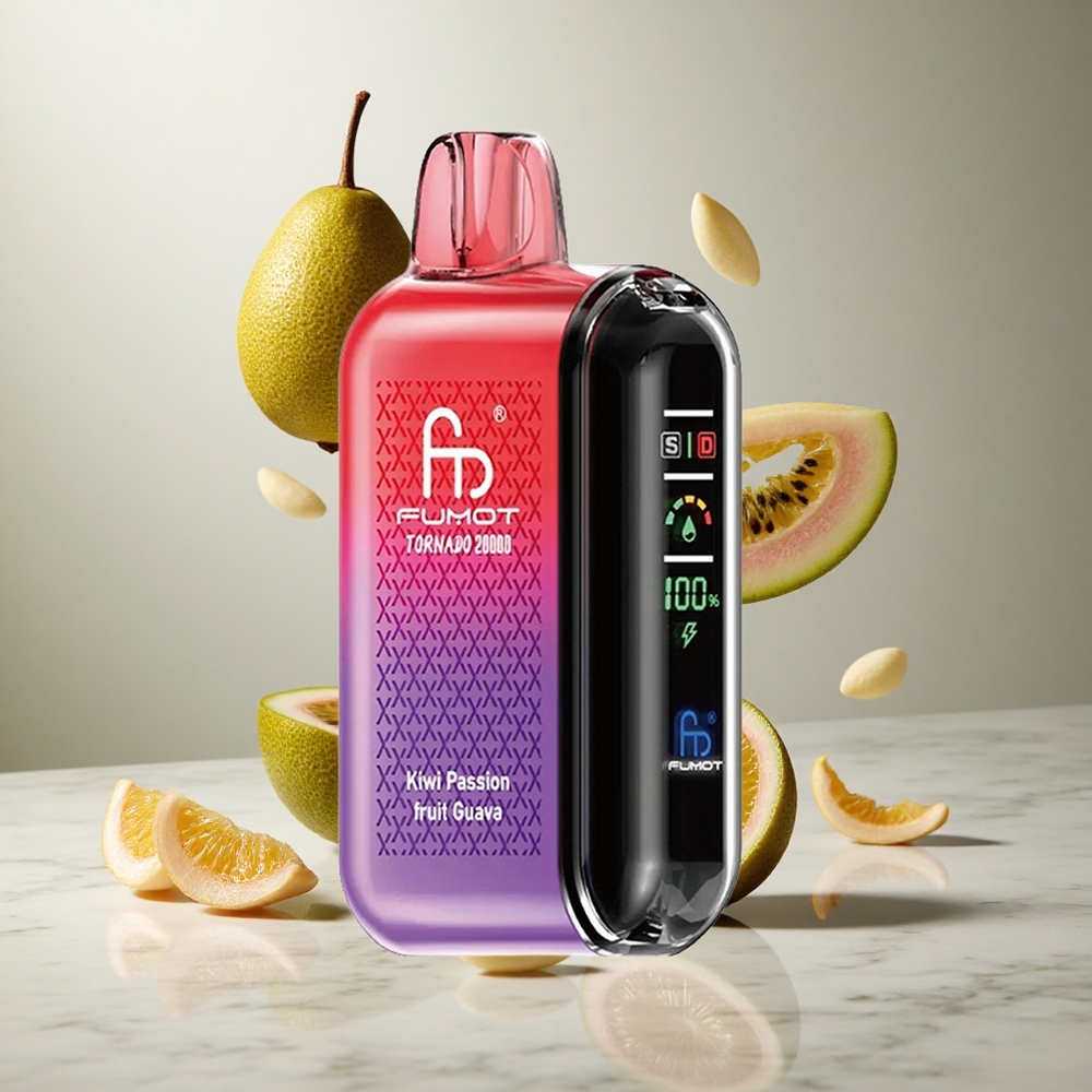 Fumot Tornado 20000 Puffs Vape Desechable Kiwi Maracuyá Guayaba con Batería Recargable 850mAh