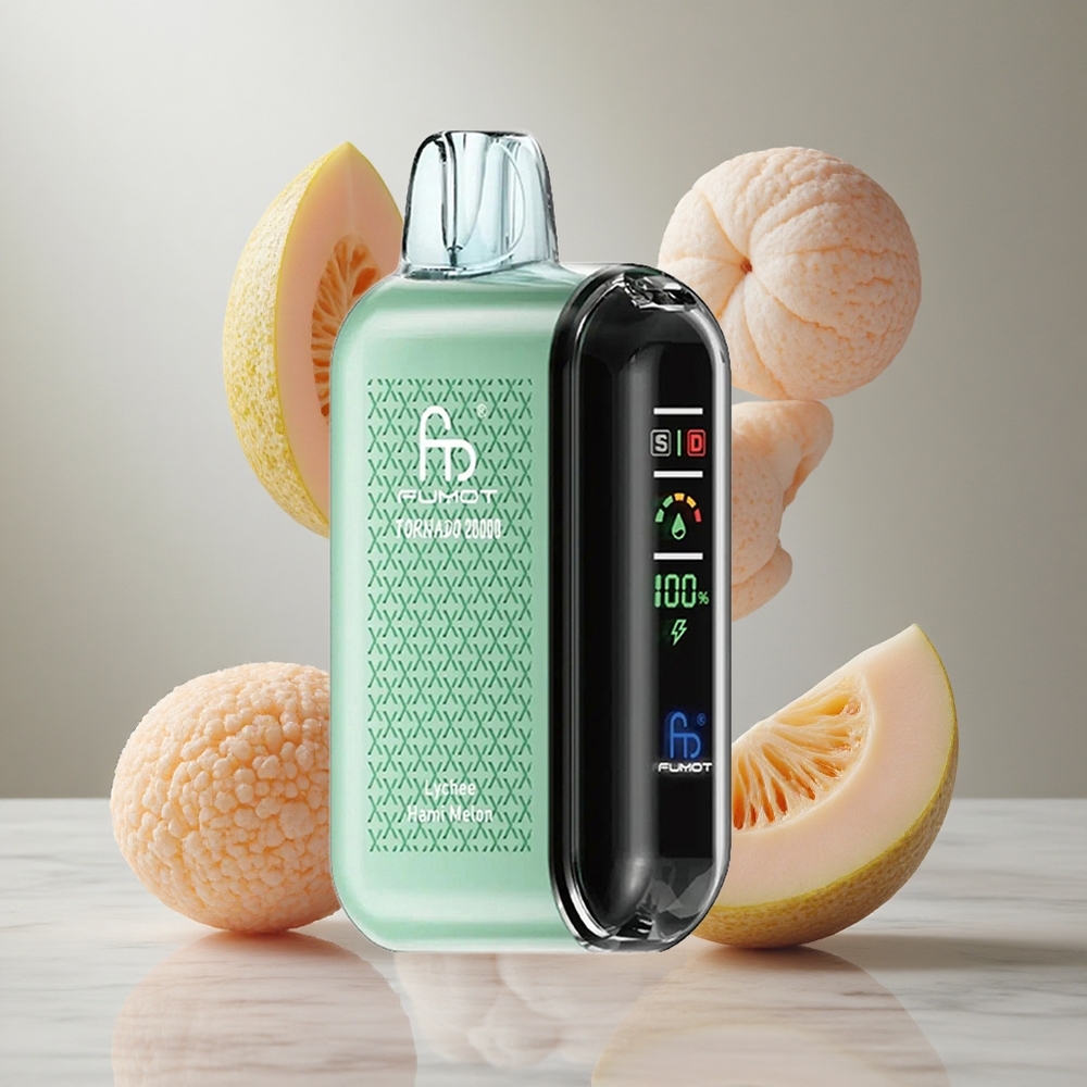 Fumot Tornado 20000 Puffs Vape Desechable Lichi Melón Hami con Batería Recargable de 850mAh