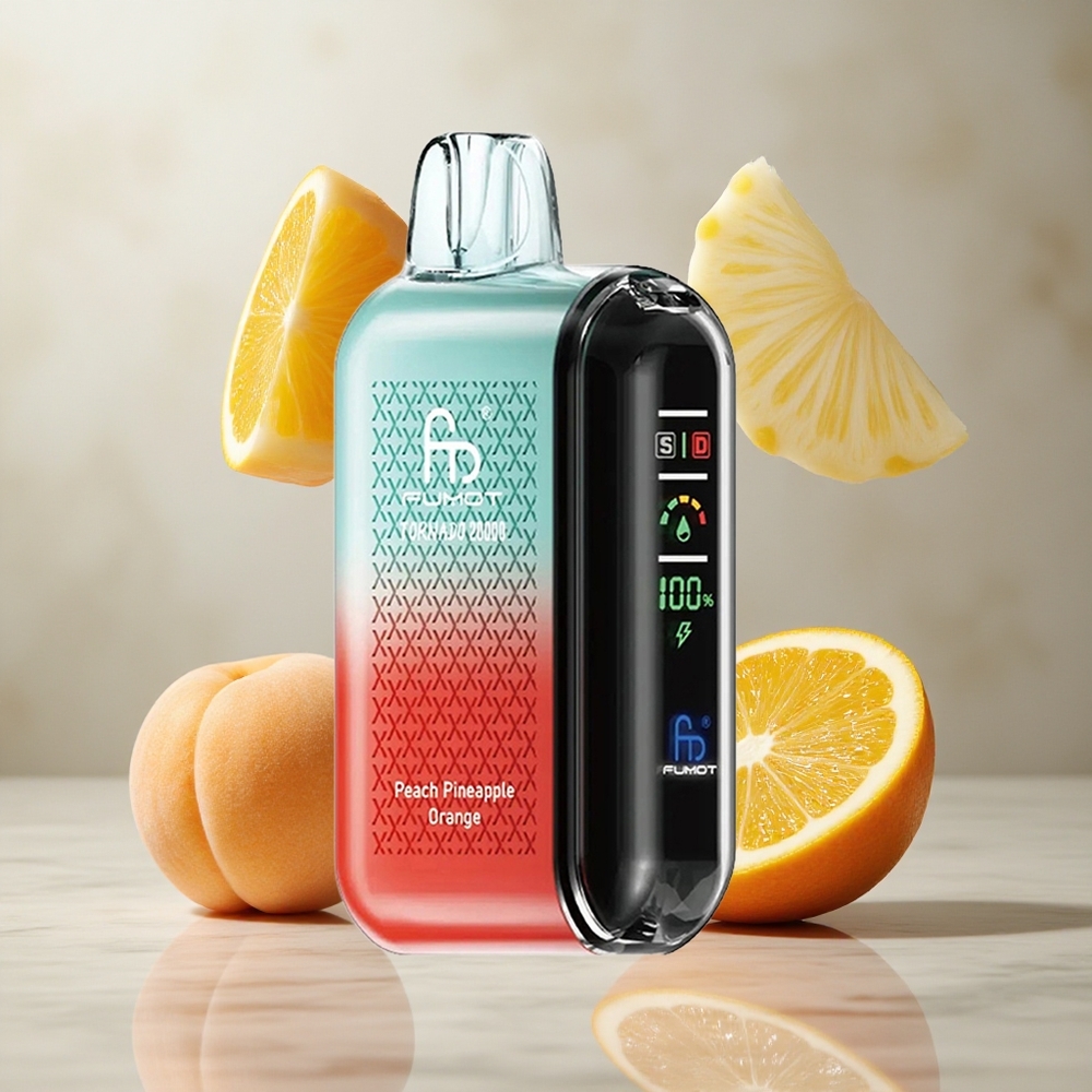 Fumot Tornado 20000 Puffs Vape Desechable Melocotón Piña Naranja con Batería Recargable 850mAh