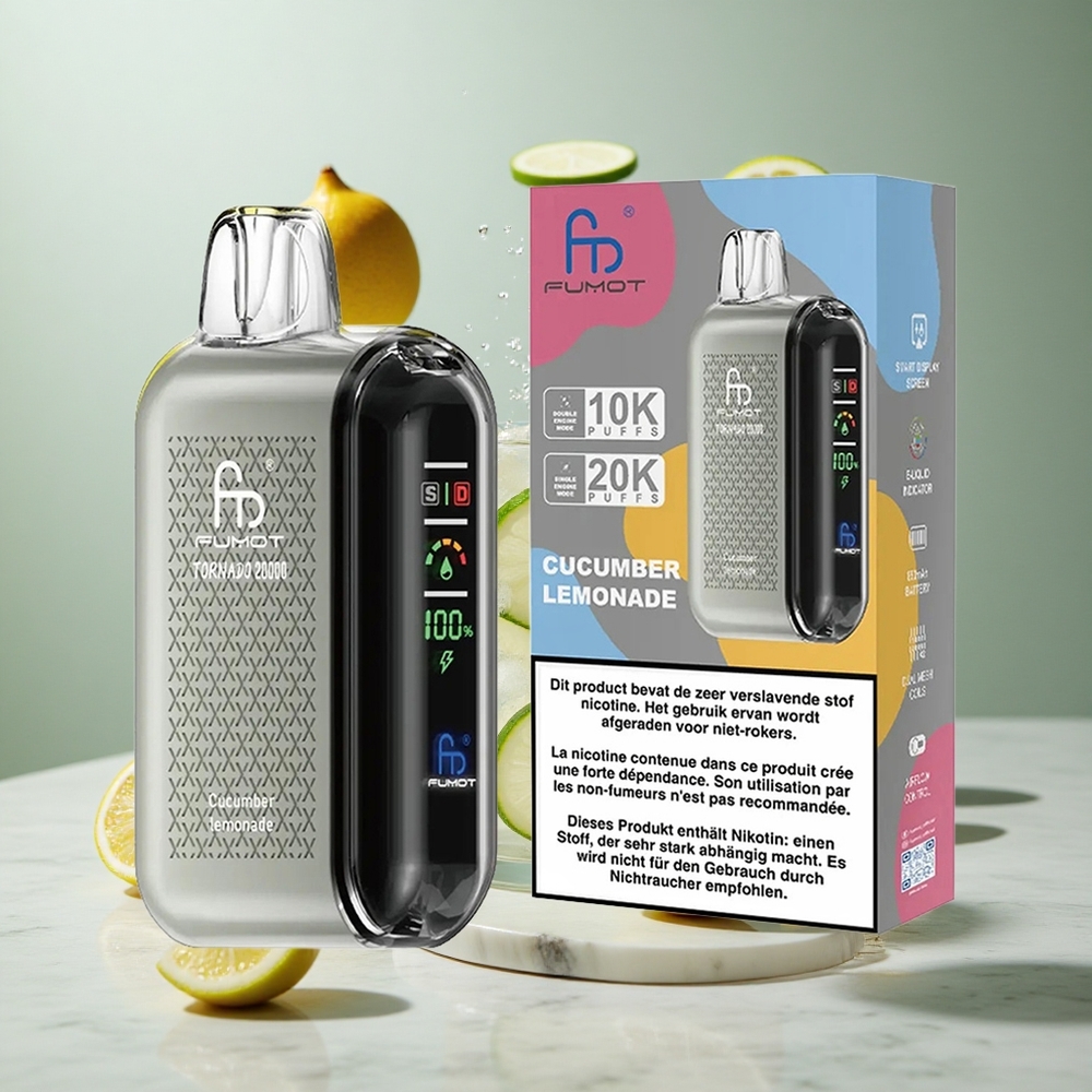 Fumot Tornado 20000 Puffs Vape Desechable Pepino Limonada con Batería Recargable 850mAh