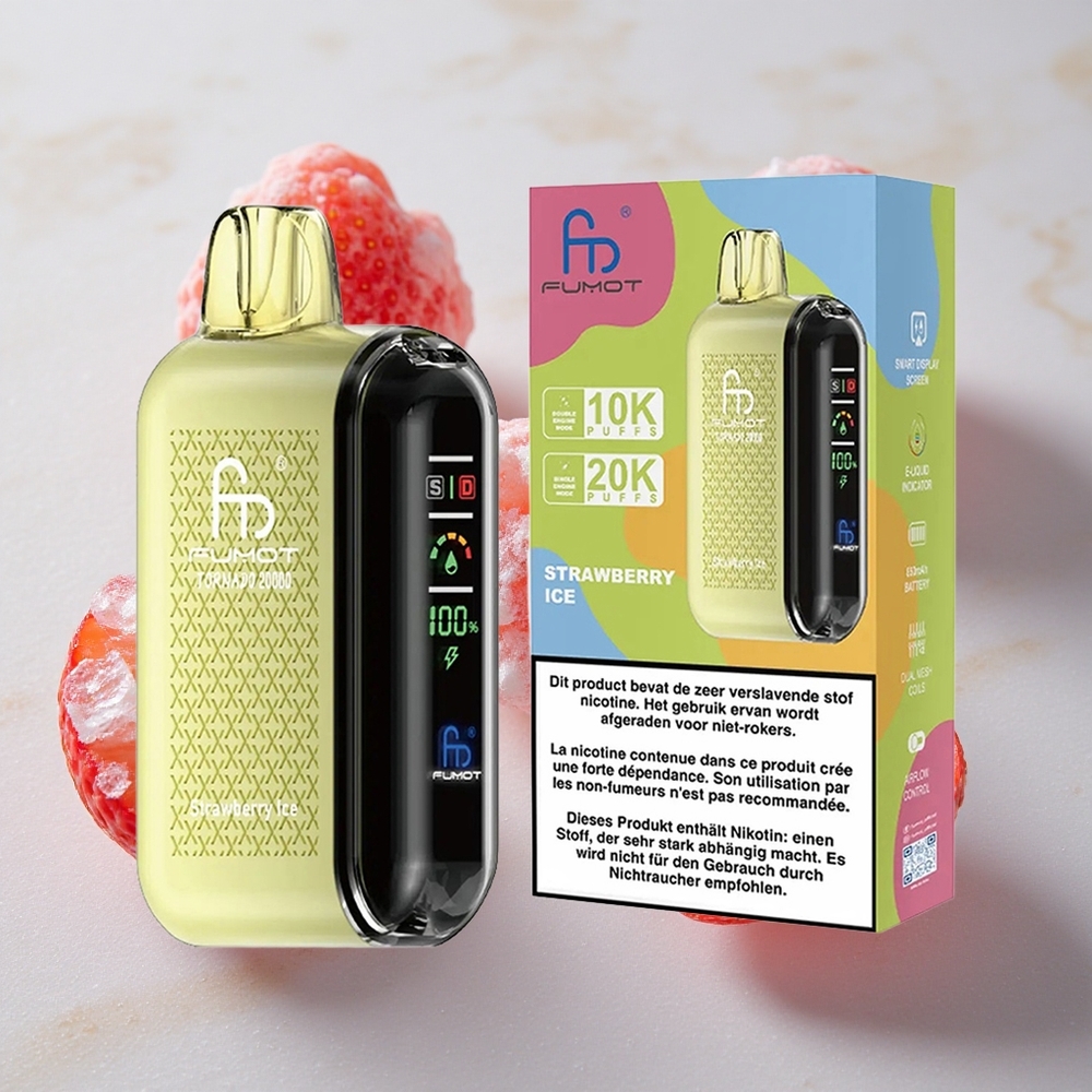 Fumot Tornado 20000 Puffs Vape Fresa Hielo Batería Recargable 850mAh