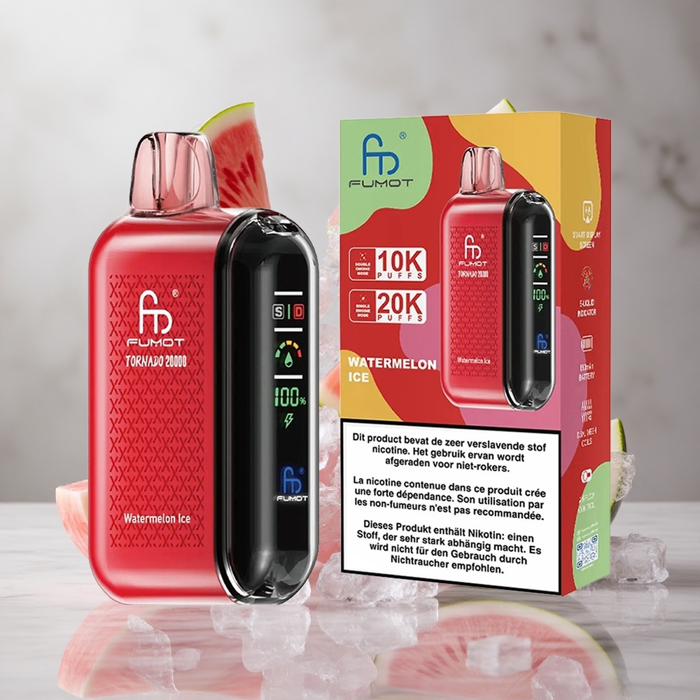 Fumot Tornado 20000 Puffs Vape Sandía Helada Dual Mesh Coil