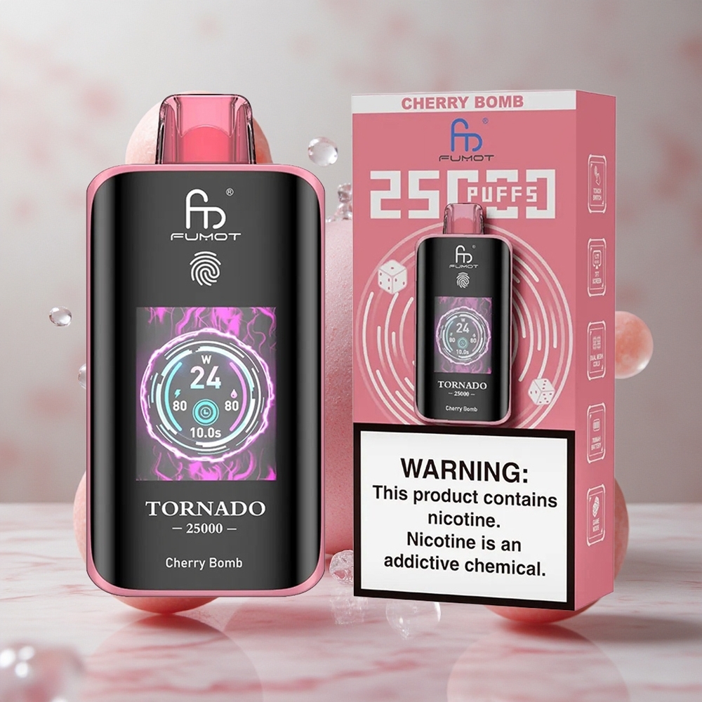 Fumot Tornado 25000 Puffs Bomba de Cereza Pantalla HD