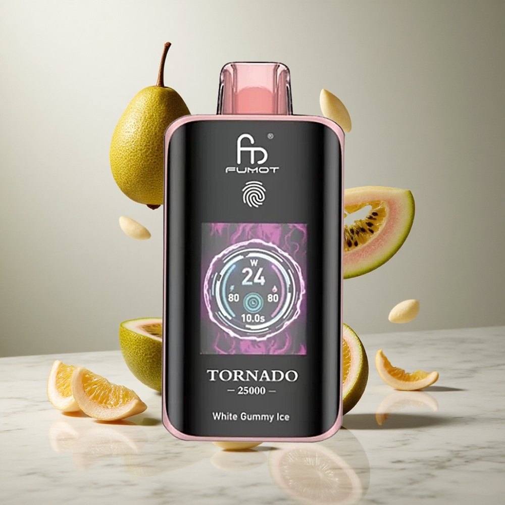 Fumot Tornado 25000 Puffs Dispositivo de Vape Desechable Kiwi Maracuyá Guayaba con Pantalla HD