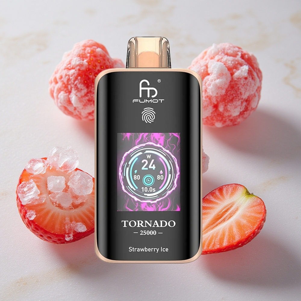 Fumot Tornado 25000 Puffs Fresa Hielo Pantalla HD
