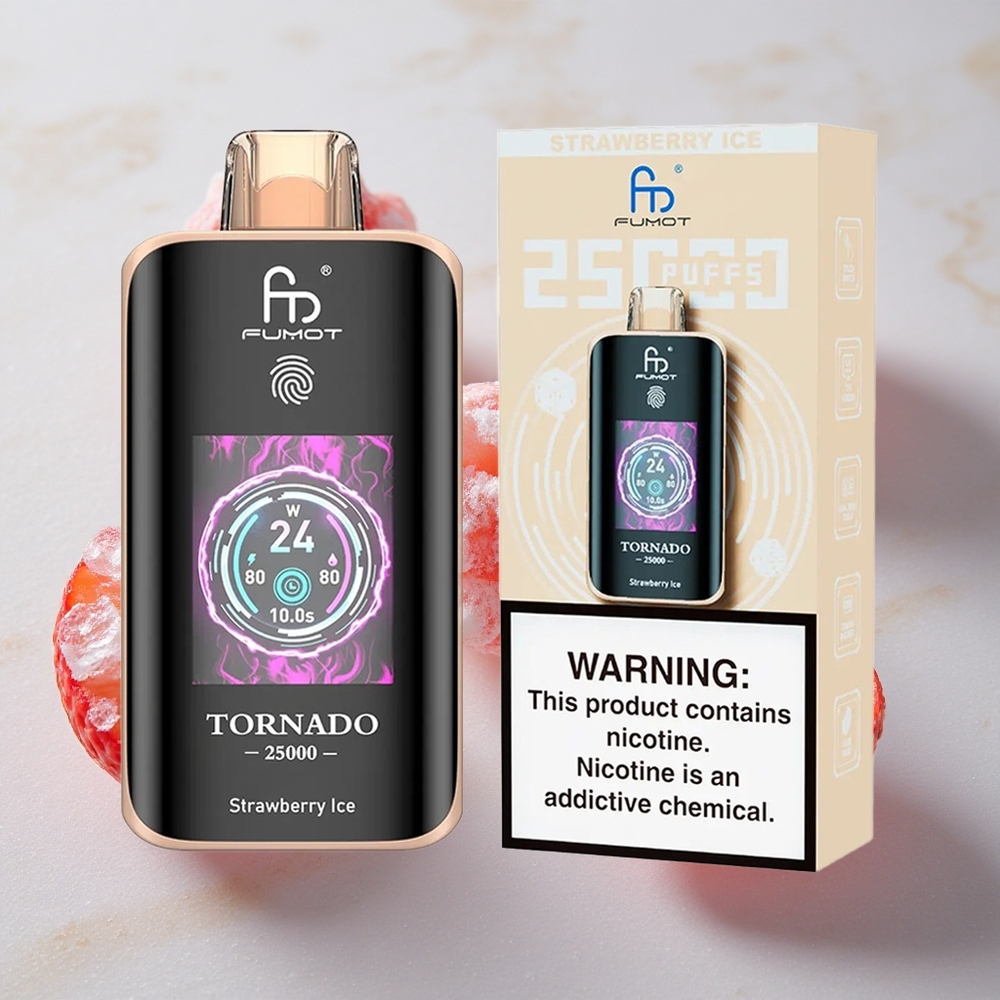 Fumot Tornado 25000 Puffs Fresa Hielo Pantalla HD