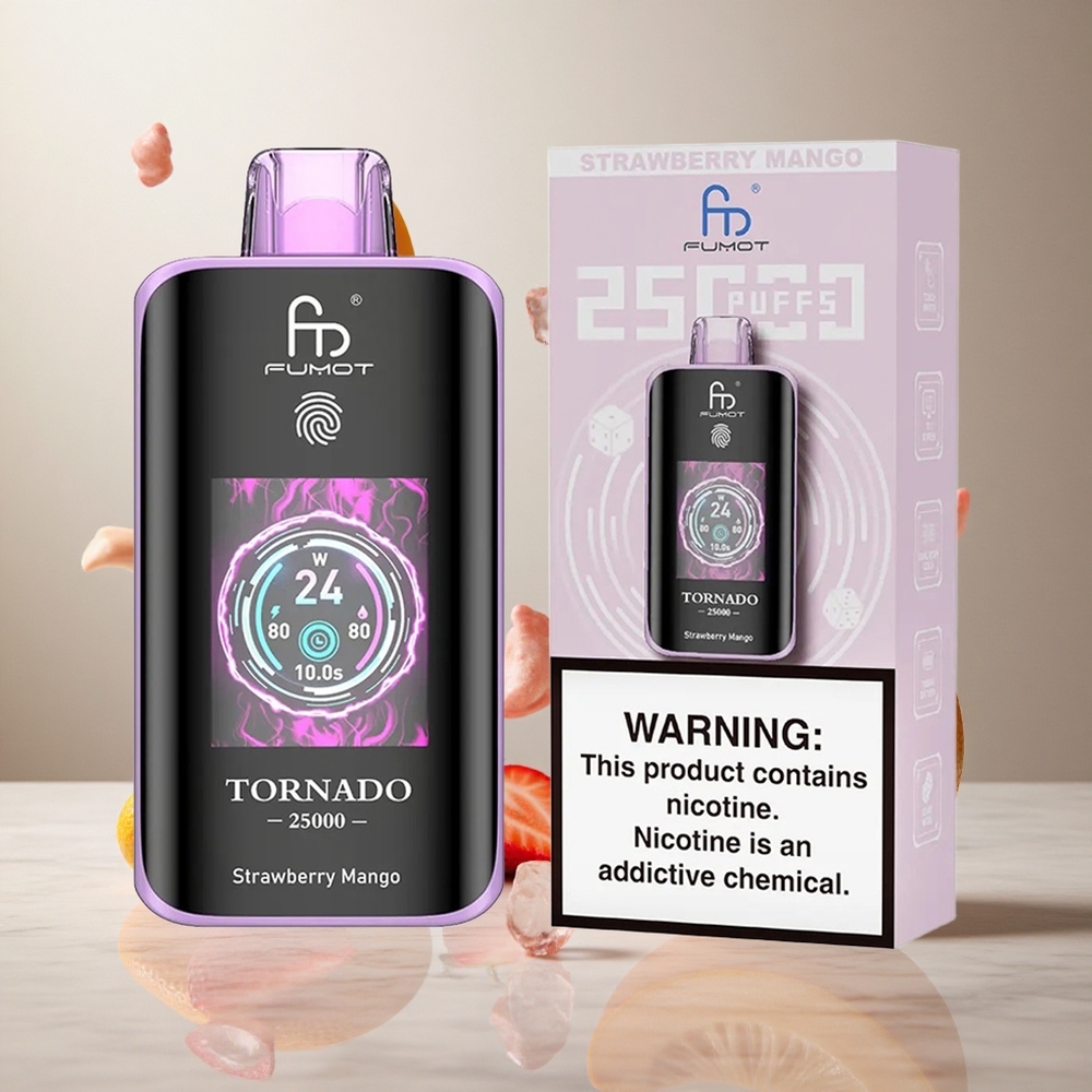 Fumot Tornado 25000 Puffs Fresa Mango Vape Desechable con Pantalla HD