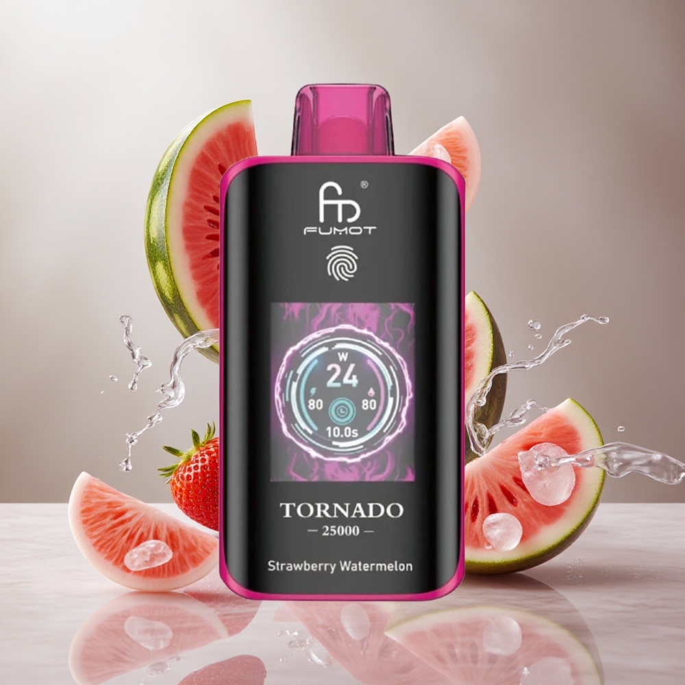 Fumot Tornado 25000 Puffs Fresa Sandía Pantalla HD