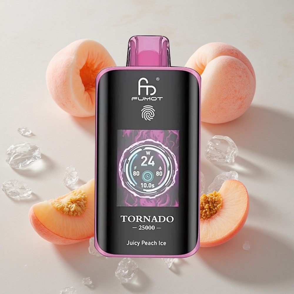 Fumot Tornado 25000 Puffs Melocotón Jugoso Helado Dispositivo con Pantalla HD
