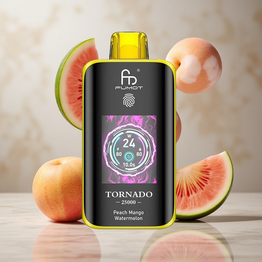 Fumot Tornado 25000 Puffs Melocotón Mango Sandía Vape Desechable con Pantalla HD