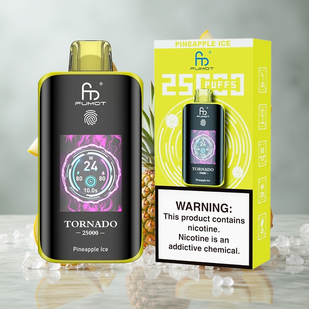 Fumot Tornado 25000 Puffs Piña Hielo Pantalla HD
