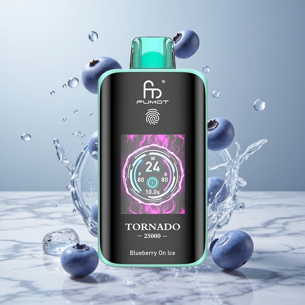 Fumot Tornado 25000 Puffs Vape Desechable Arándano Azul On Ice con Pantalla HD
