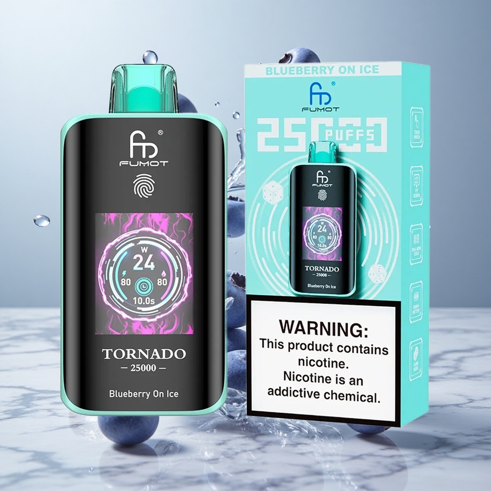 Fumot Tornado 25000 Puffs Vape Desechable Arándano Azul On Ice con Pantalla HD